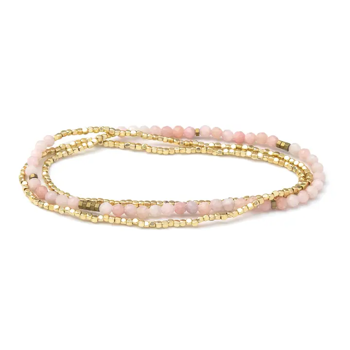 Delicate Stone Bracelet/Necklace - Pink Opal & Gold - Stone of Renewal - Image 2
