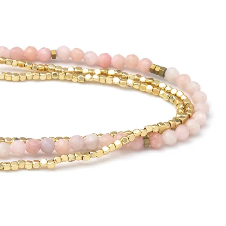 Delicate Stone Bracelet/Necklace - Pink Opal & Gold - Stone of Renewal - Image 4