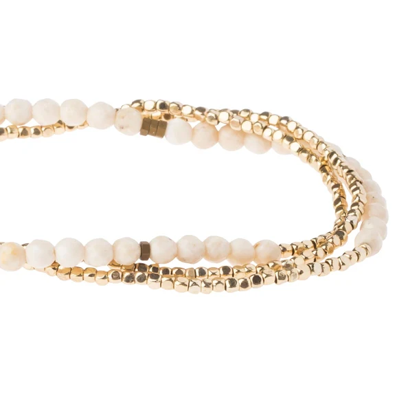 Delicate Stone Bracelet/Necklace - White Fossil & Gold - Stone of Nuturing - Image 4