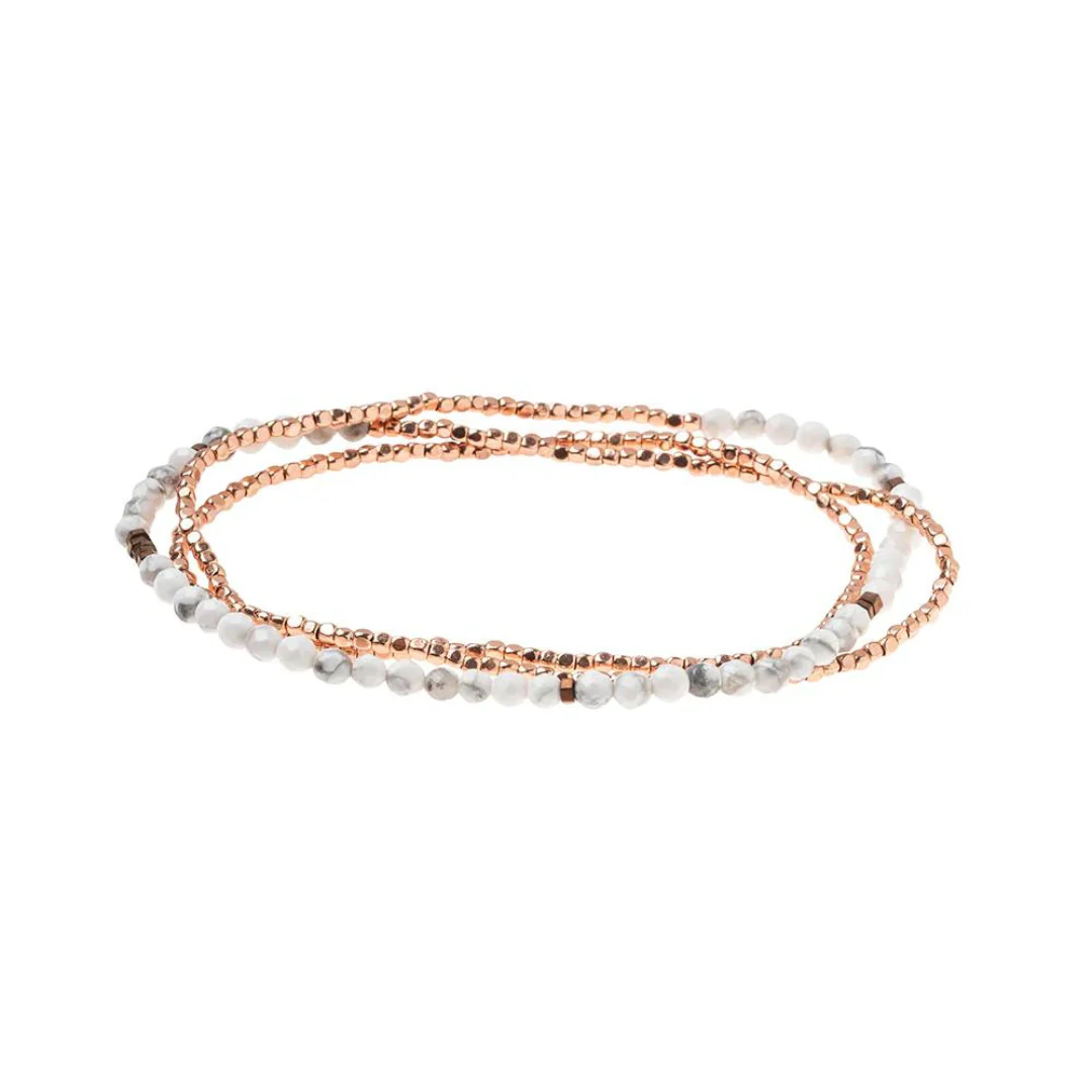 Delicate Stone Bracelet & Necklace  Howlite/Rose Gold - Stone of Harmony - Image 3