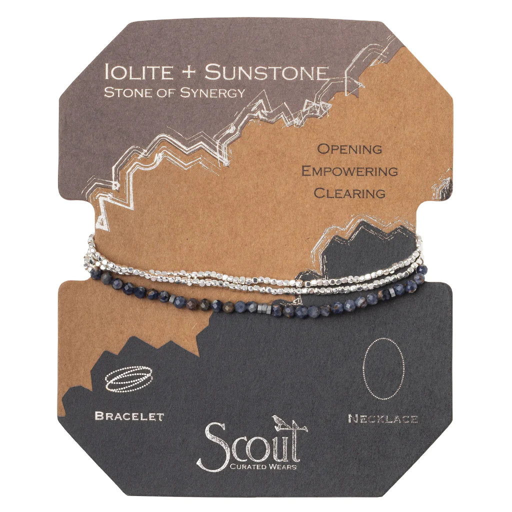 Delicate Stone Bracelet & Necklace Iolite Sunstone/Silver - Stone of Harmony