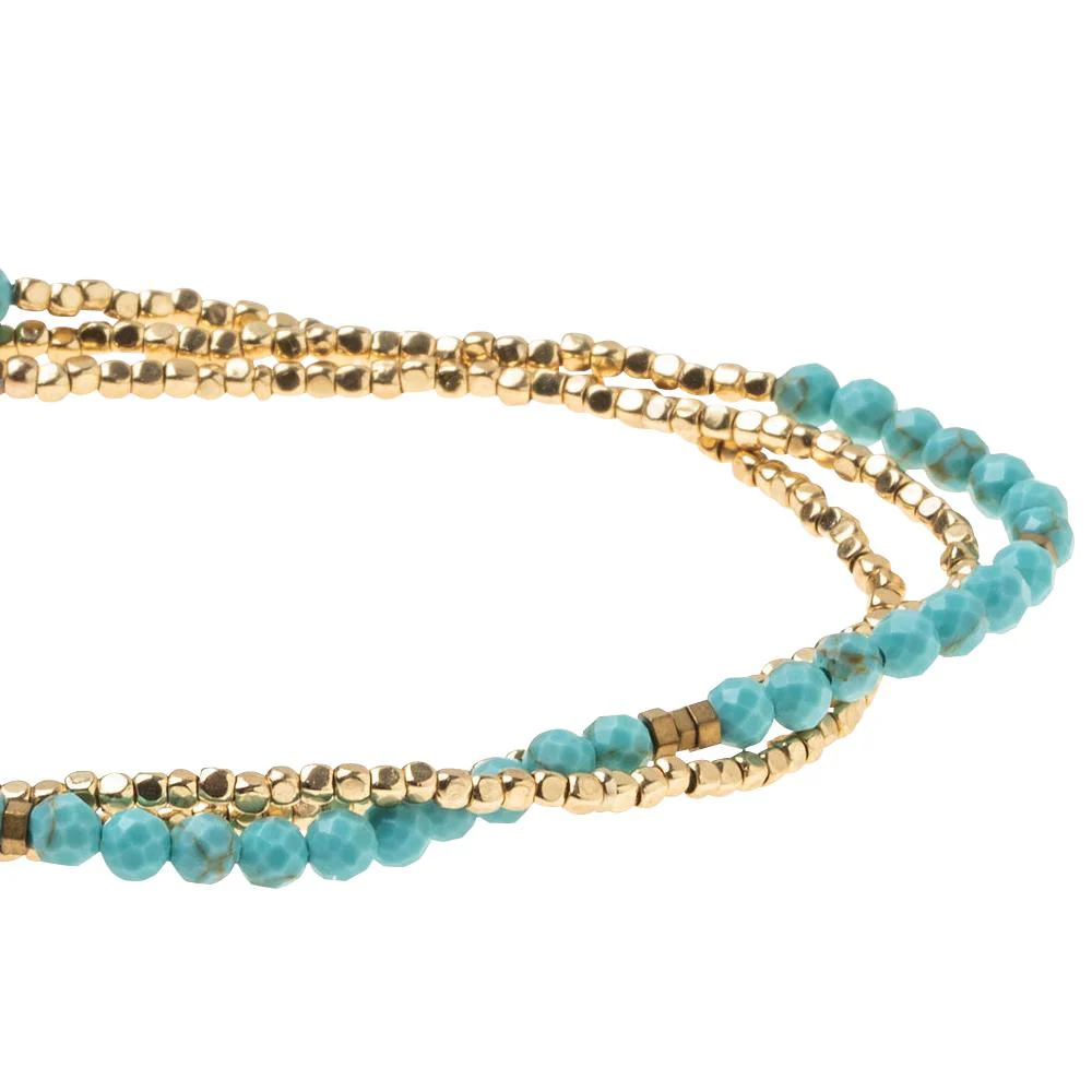 Delicate Stone Bracelet & Necklace  Turquoise/Gold - Stone of the Sky - Image 2