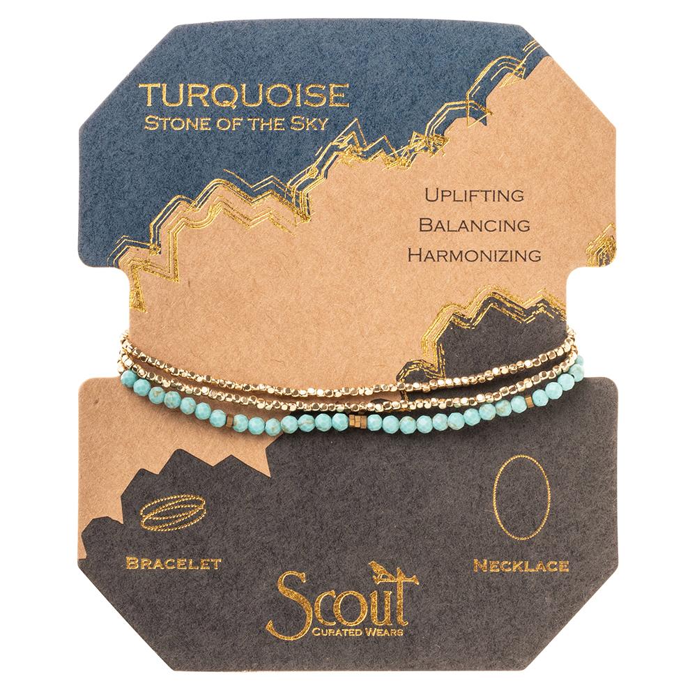 Delicate Stone Bracelet & Necklace  Turquoise/Gold - Stone of the Sky - Image 3