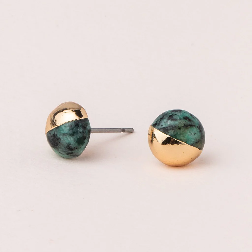 Dipped Stone Stud - African Turquoise / Gold