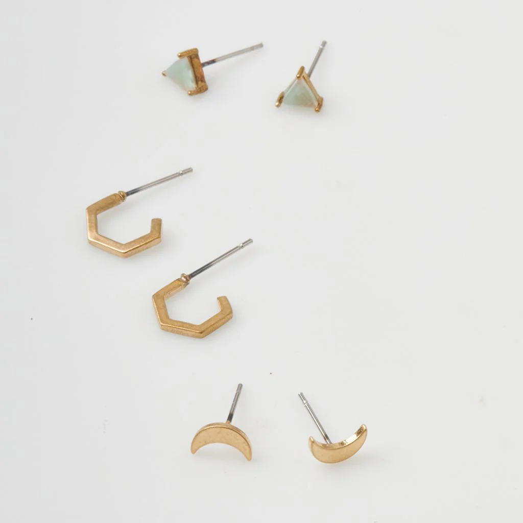 Ella Stud Trio - Gold - Image 2