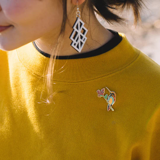 Enamel Pin - Hummingbird and Elderberry - Image 2