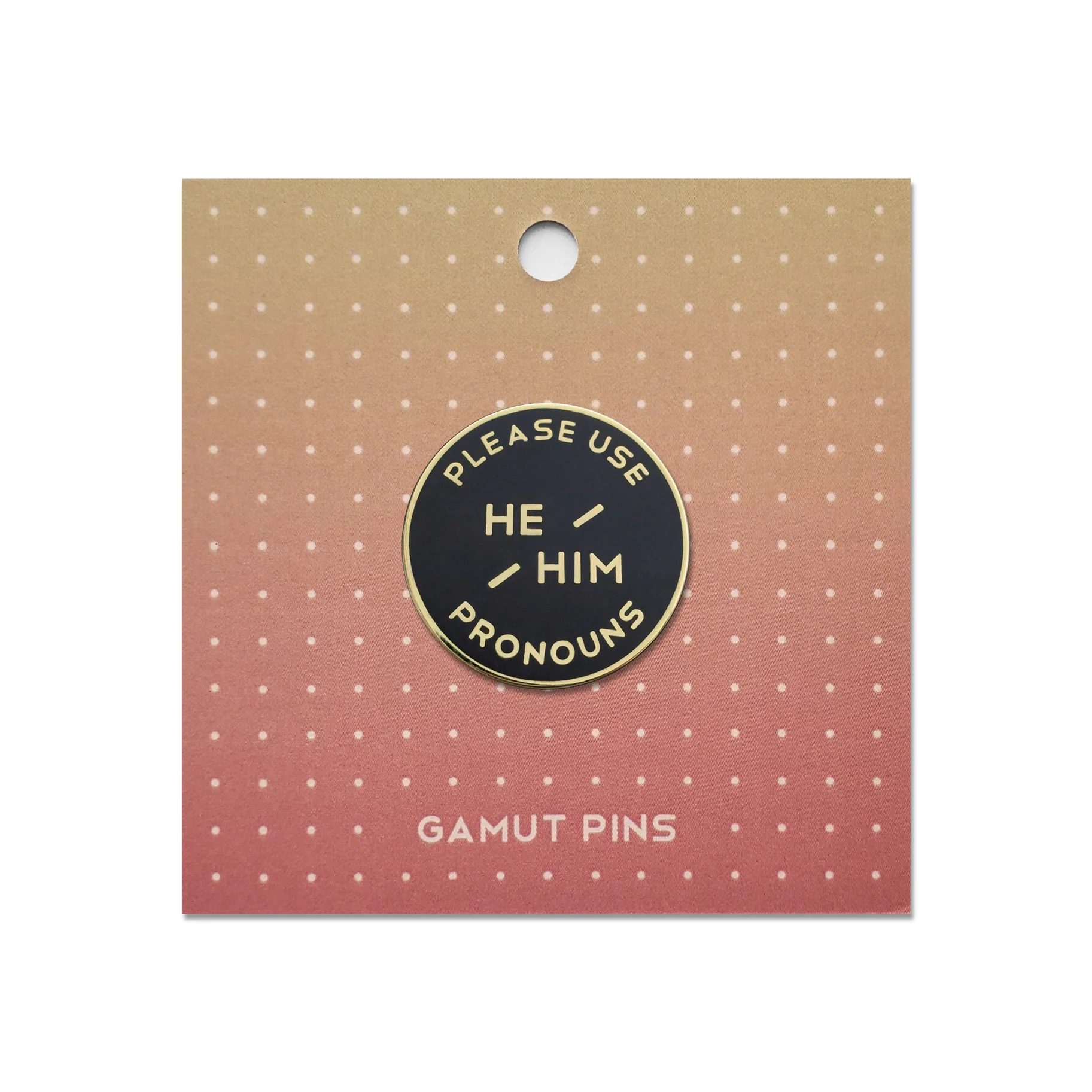 Enamel Pronoun Pin: He/Him - Black - Image 2