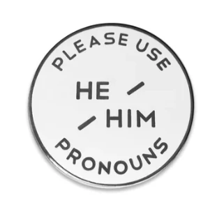 Enamel Pronoun Pin: He/Him - White