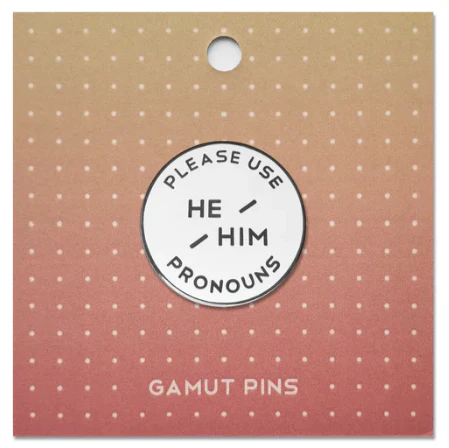 Enamel Pronoun Pin: He/Him - White - Image 2
