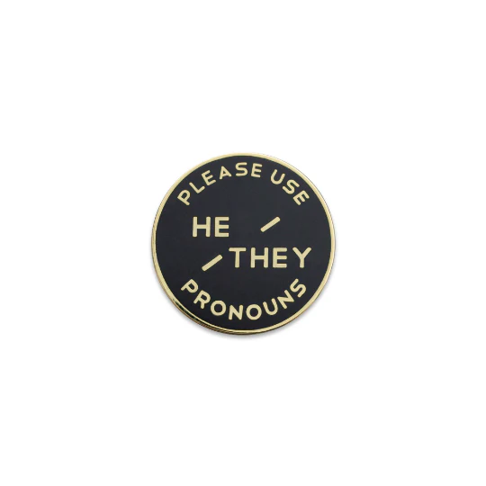 Enamel Pronoun Pin: He/They - Black