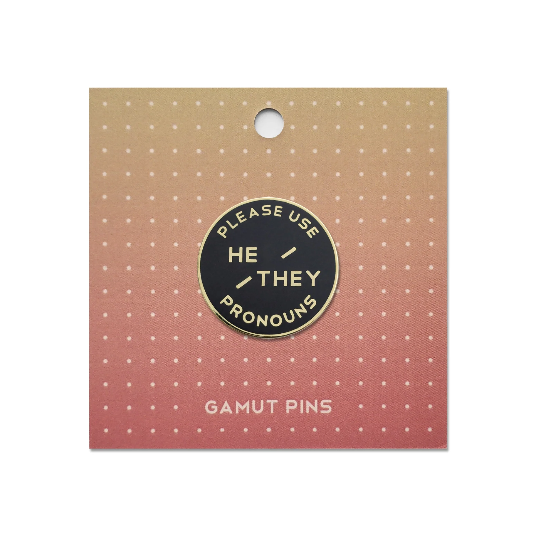Enamel Pronoun Pin: He/They - Black - Image 3