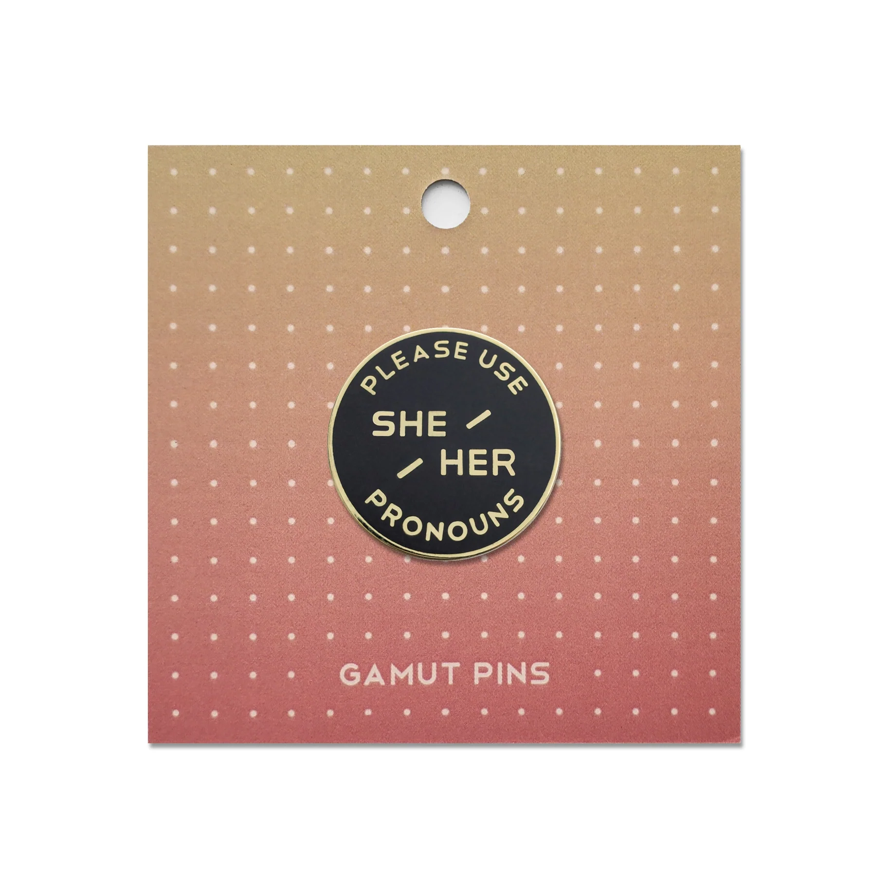 Enamel Pronoun Pin: She/Her - Black - Image 2