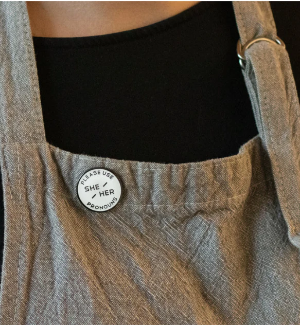 Enamel Pronoun Pin: She/Her - White - Image 3