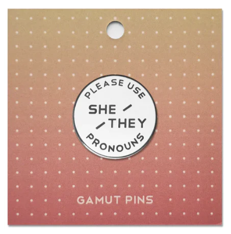 Enamel Pronoun Pin: She/They - White - Image 2
