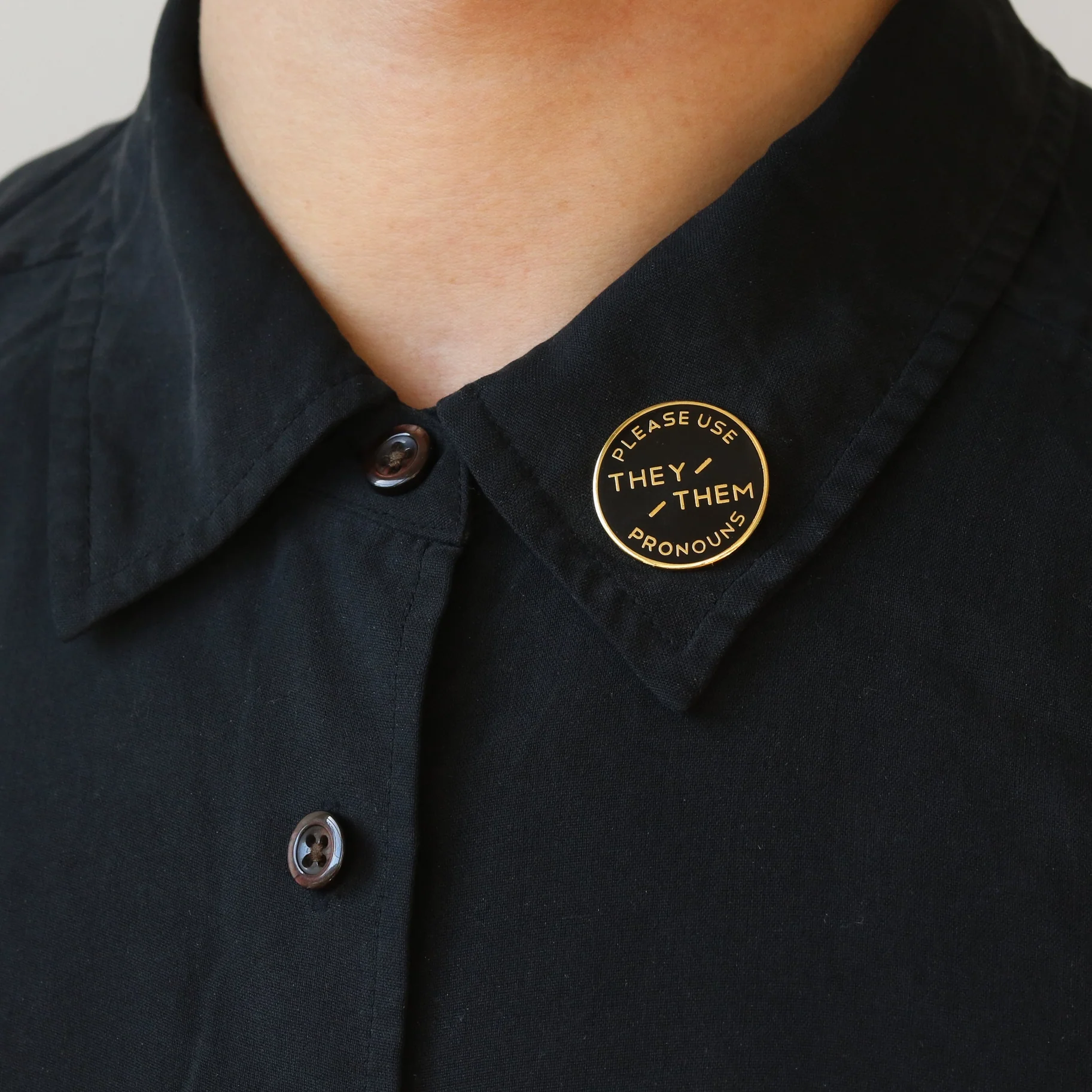Enamel Pronoun Pin: They/Them - Black - Image 3