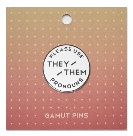 Enamel Pronoun Pin: They/Them - White - Image 2