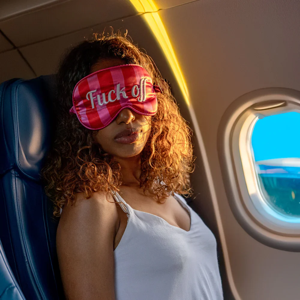 Eye Mask - F*ck Off - Red and Pink Stripes - Image 3