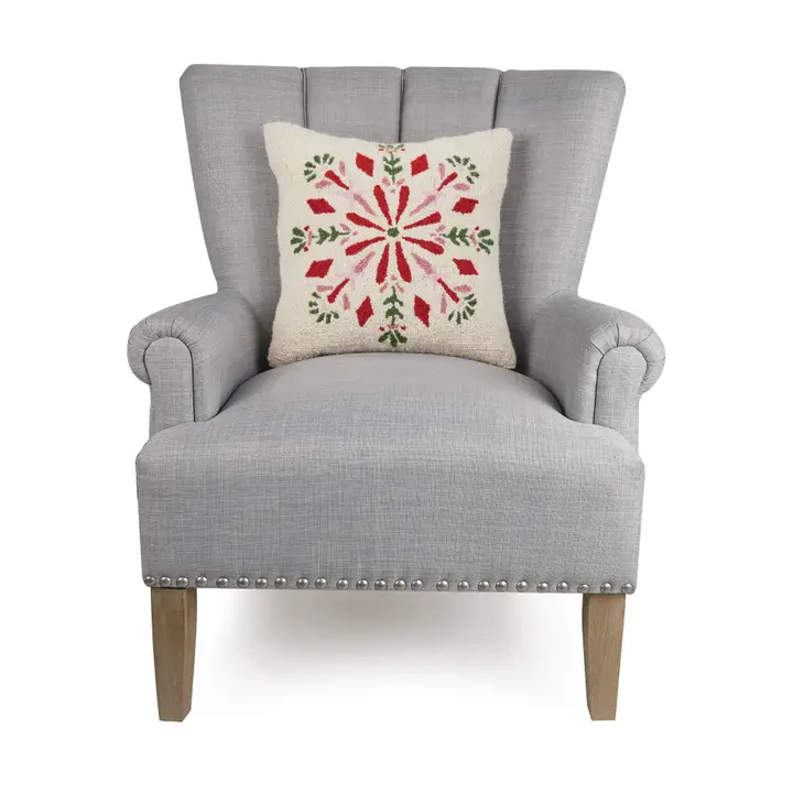 Festive Folk Snowflake Hook Pillow - Image 2