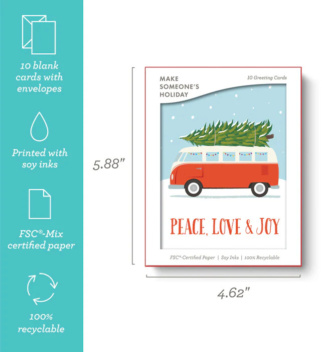 Festive Tree Transport: Peace, Love & Joy Note Cards - Image 2