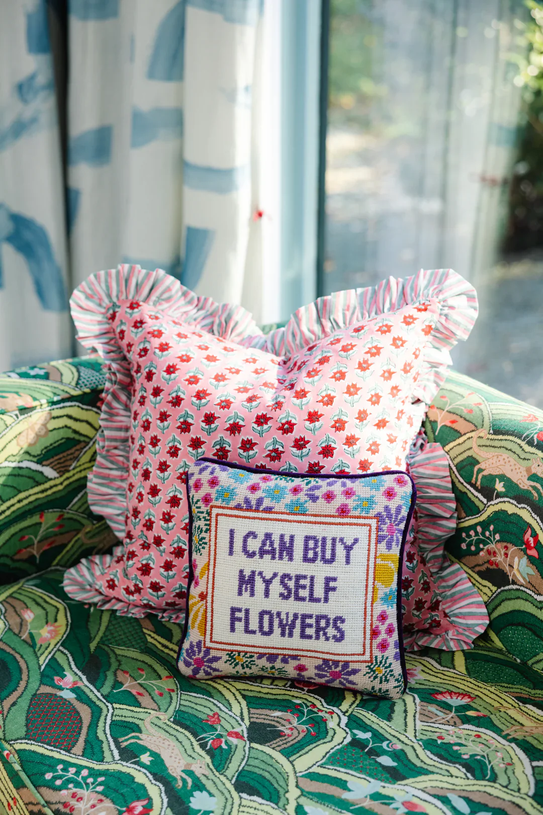 Furbish Needlepoint Pillow - Buy Myself Flowers - Image 2