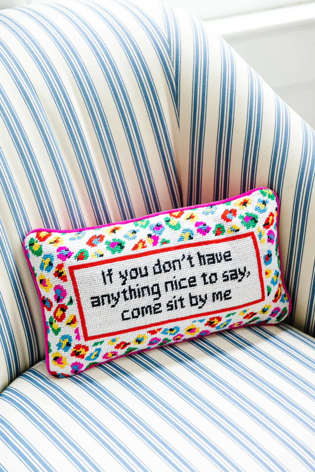 Furbish Needlepoint Pillow - Come Sit By Me - Image 2