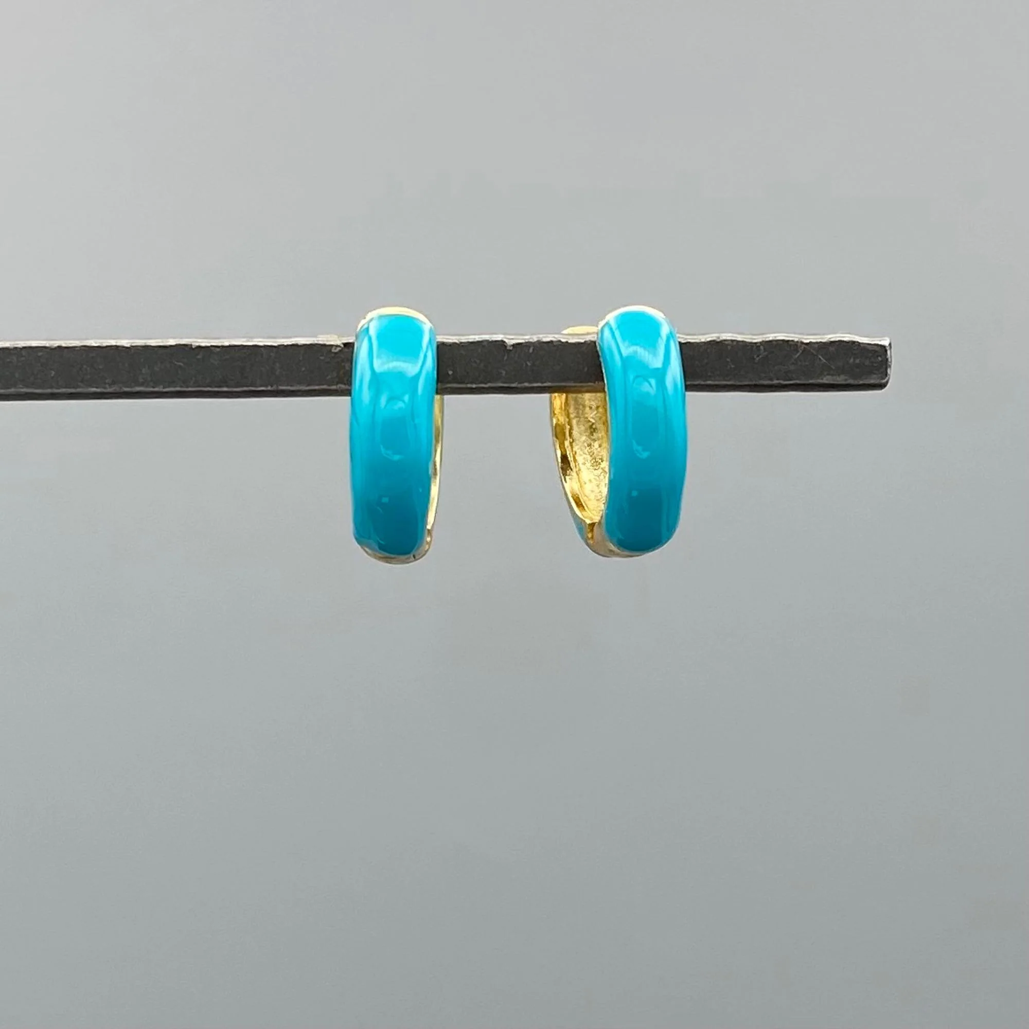 GF Chunky Teal Enamel Huggies