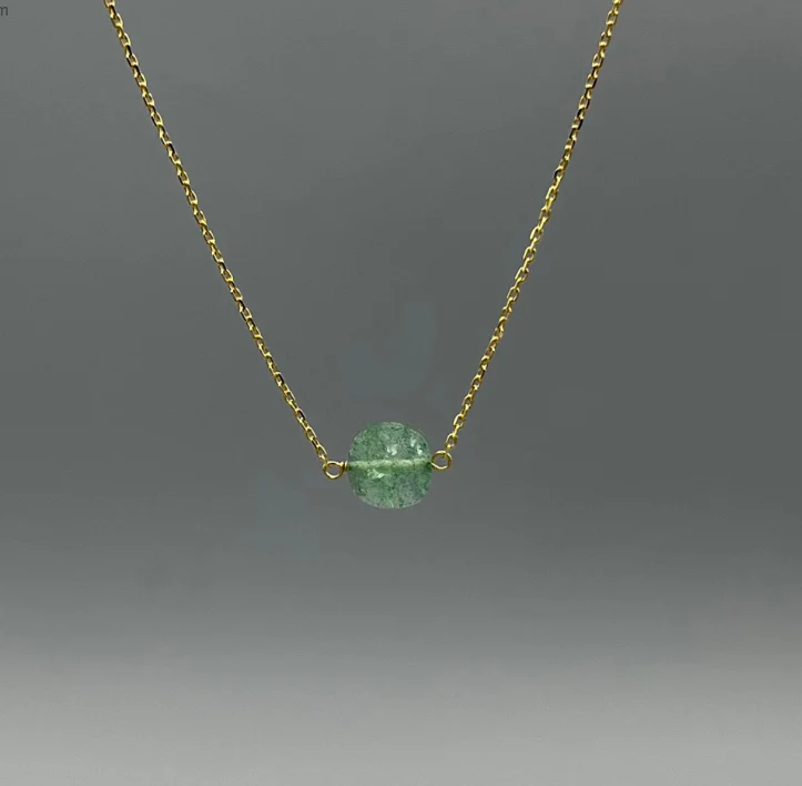 GF Dainty Green Aventurine Square Necklace