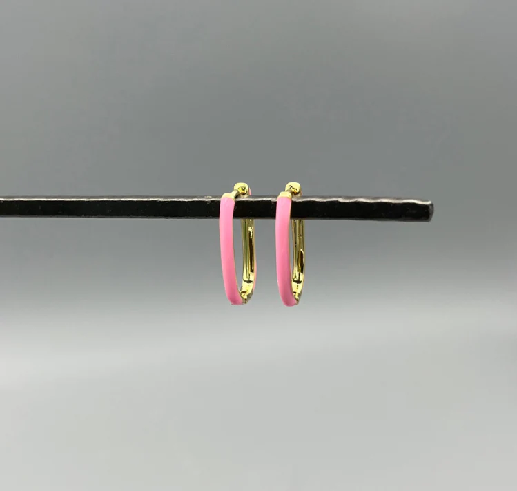 GF Pink Oblong Enamel Hoops