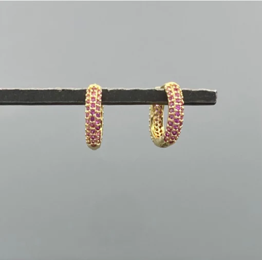 GF Pink Pave CZ Encrusted Huggies