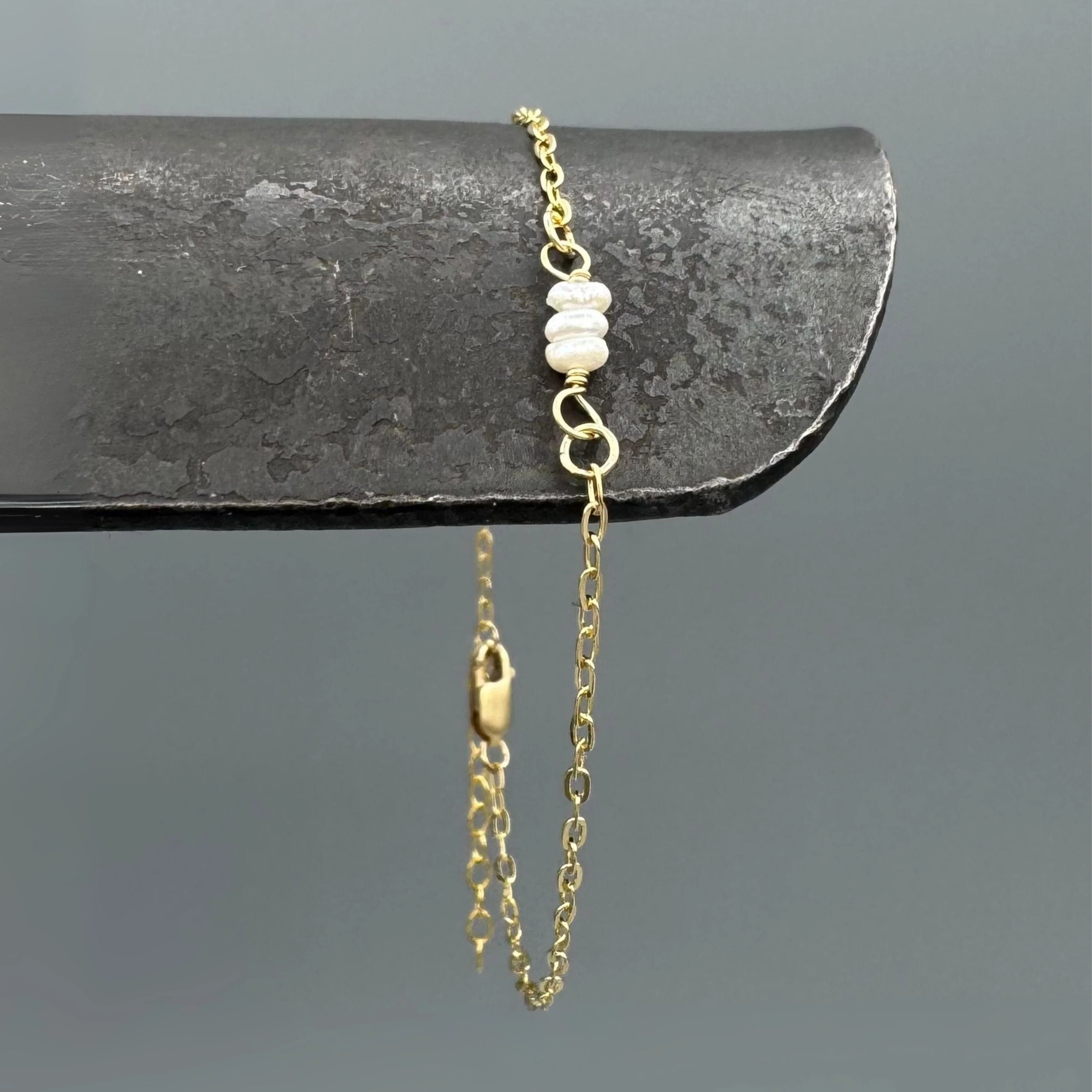 GF Triple Button Pearl Bracelet