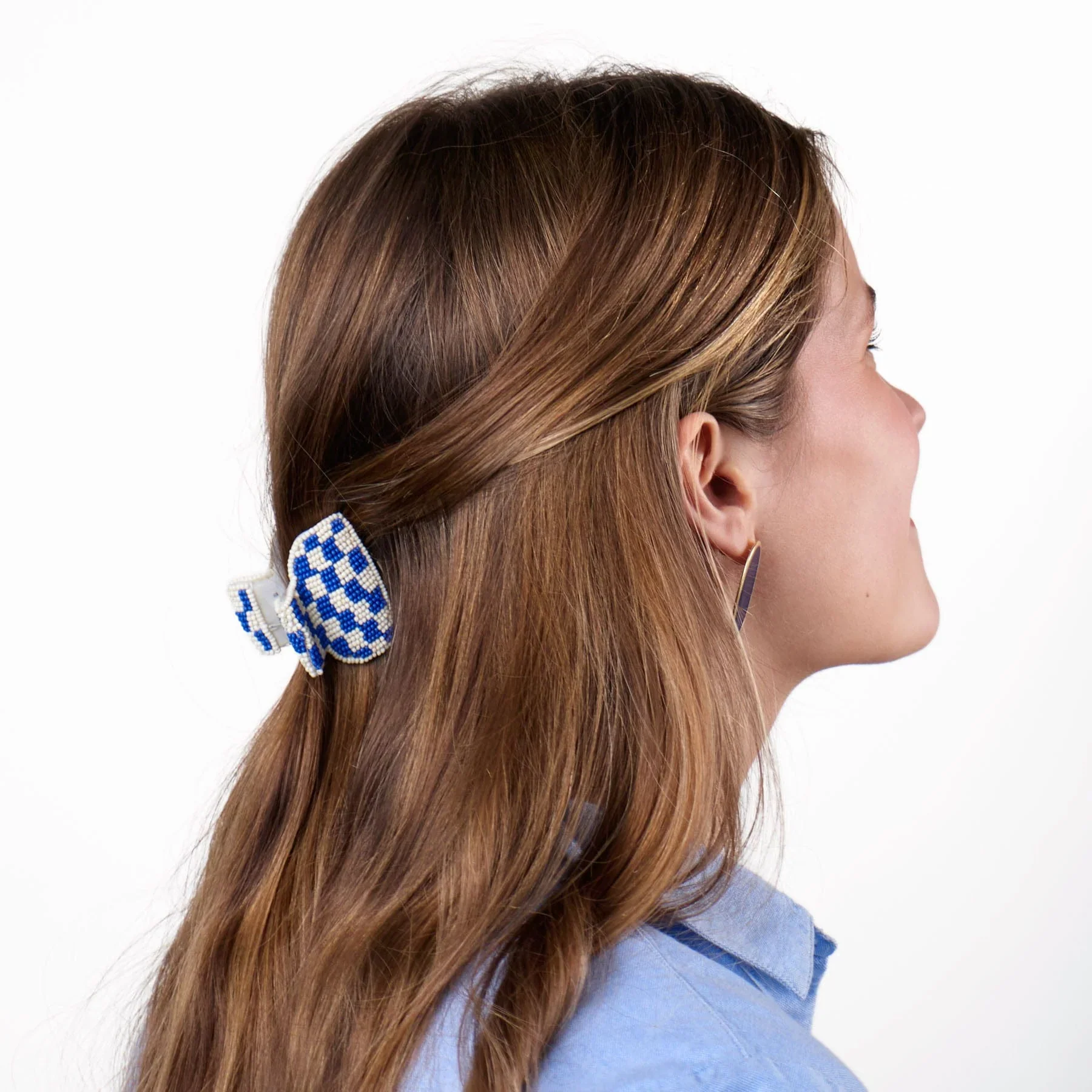 Gia Petite Multi-Color Checked Claw Ivory + Lapis Check - Image 2