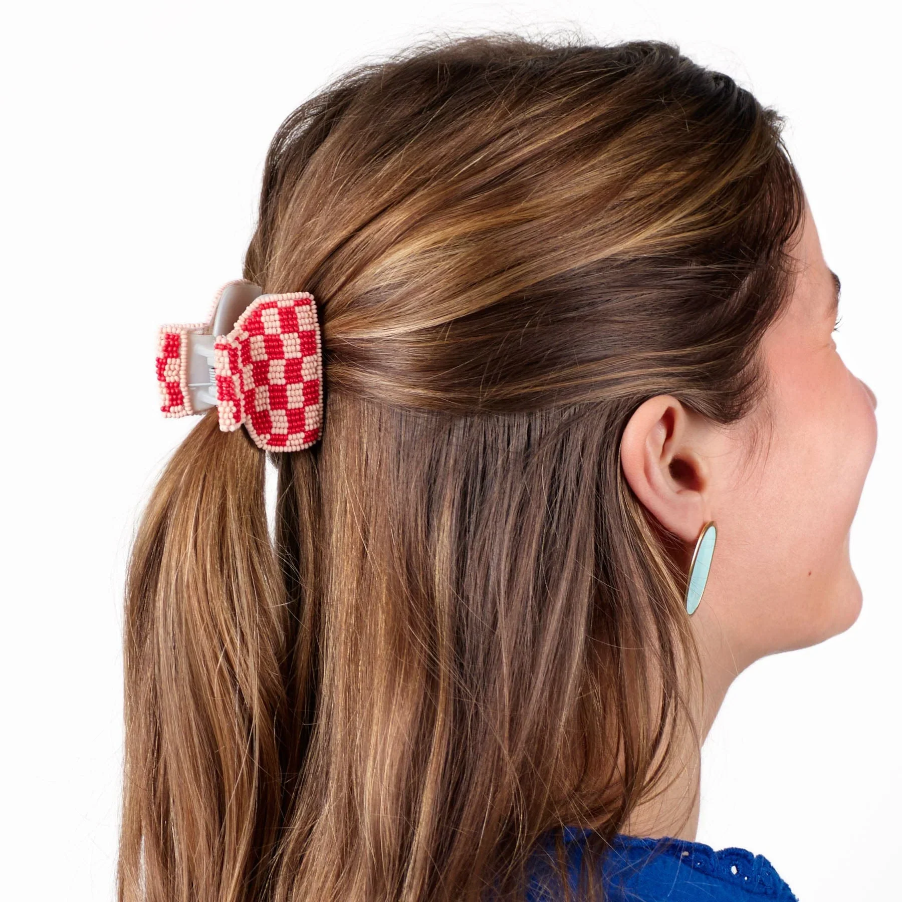Gia Petite Multi-Color Checked Claw Red + Light Pink Check - Image 2