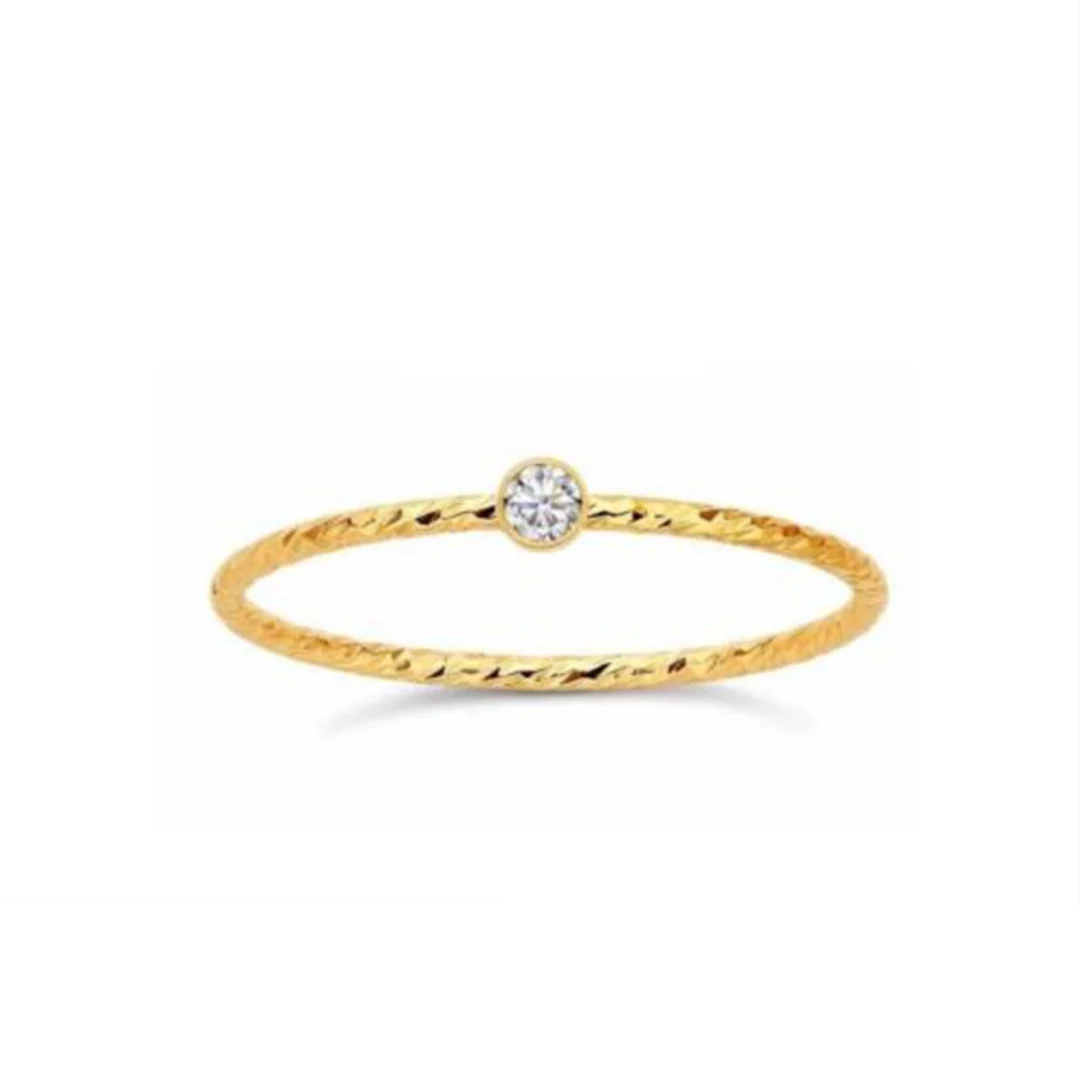 Gold Mini Sparkle Bezel Ring