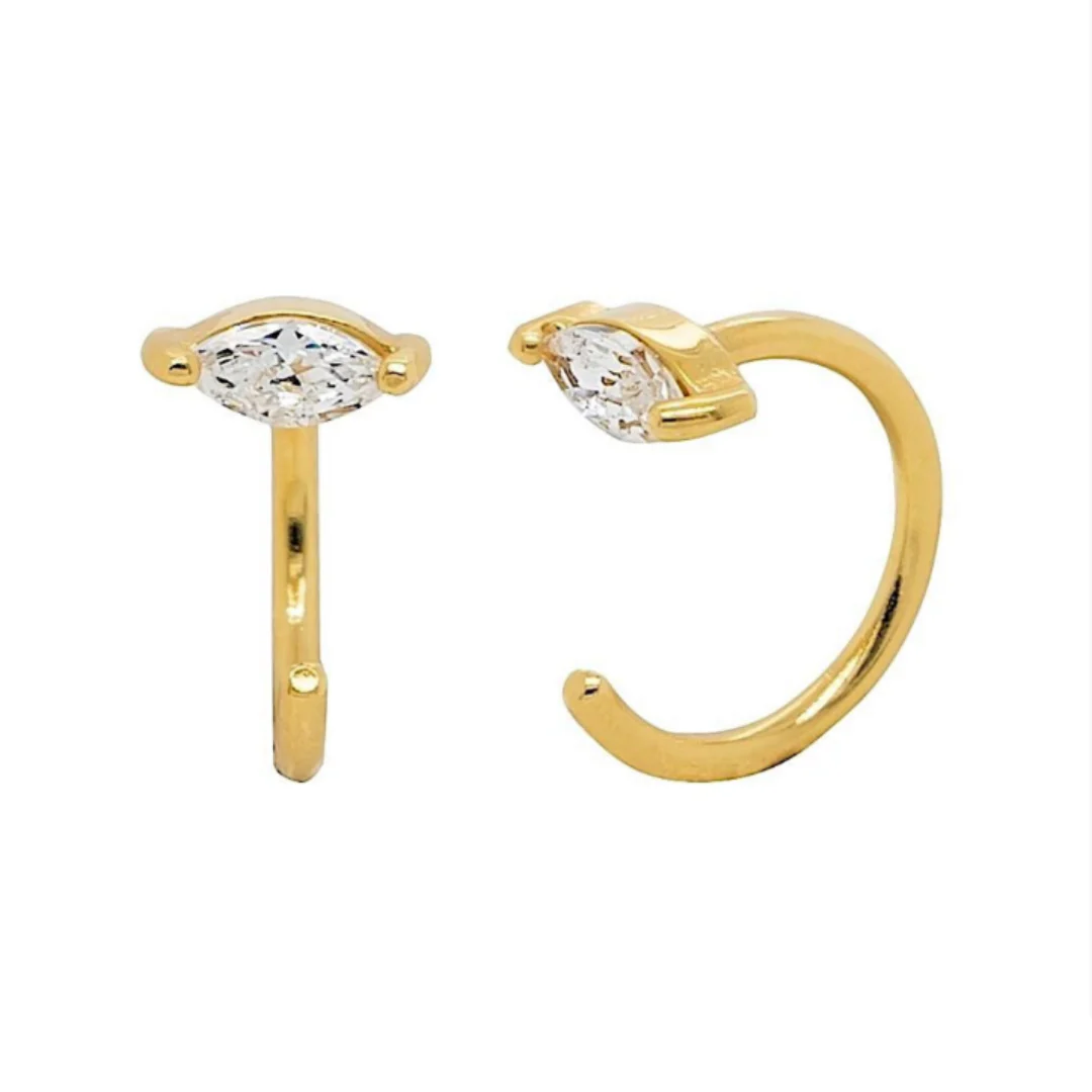 Gold Sparkly Marquise 3/4 Huggies