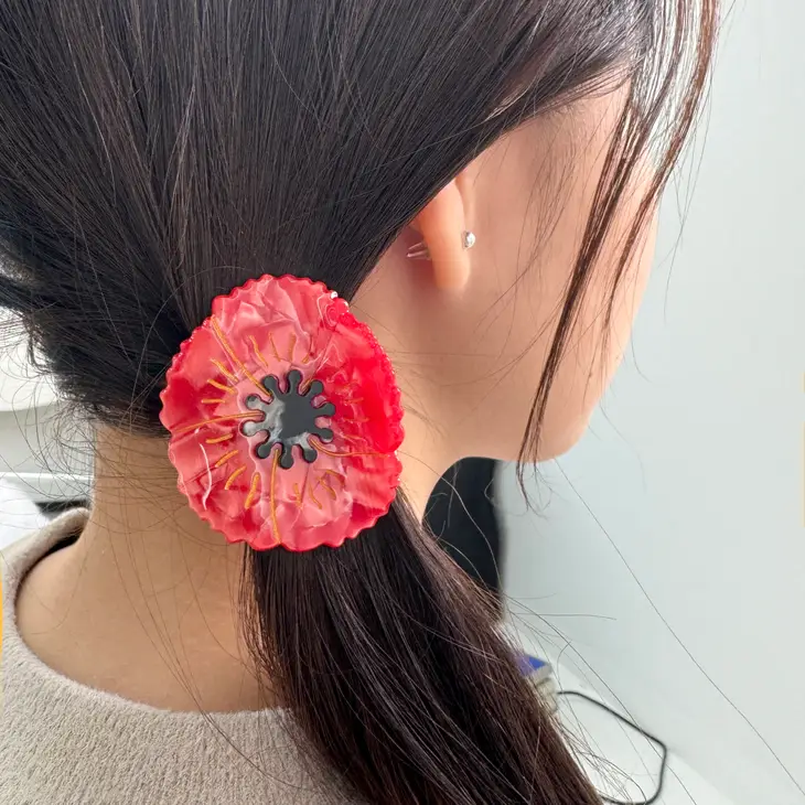 Hair Claw - Asian Poppy Flower - Image 2