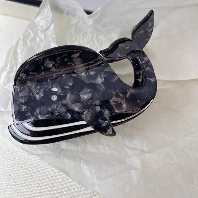 Hair Claw - Cartoon Sperm Whale Black
