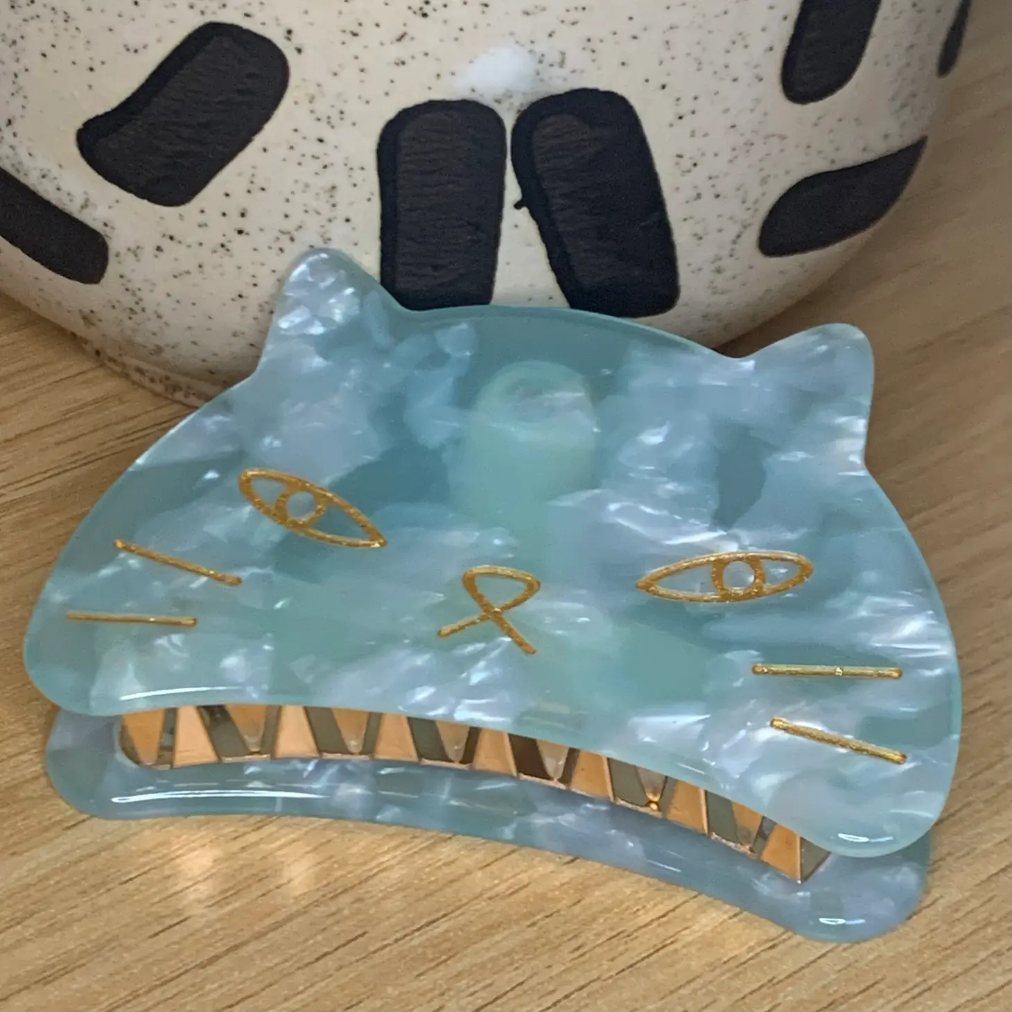 Hair Claw - Cat Head Aqua - Image 2