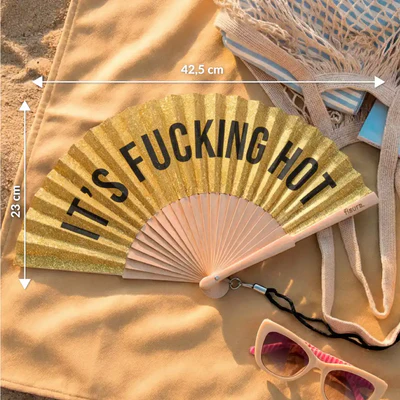 Hand Fan - F*cking Hot - Gold Glitter - Image 2