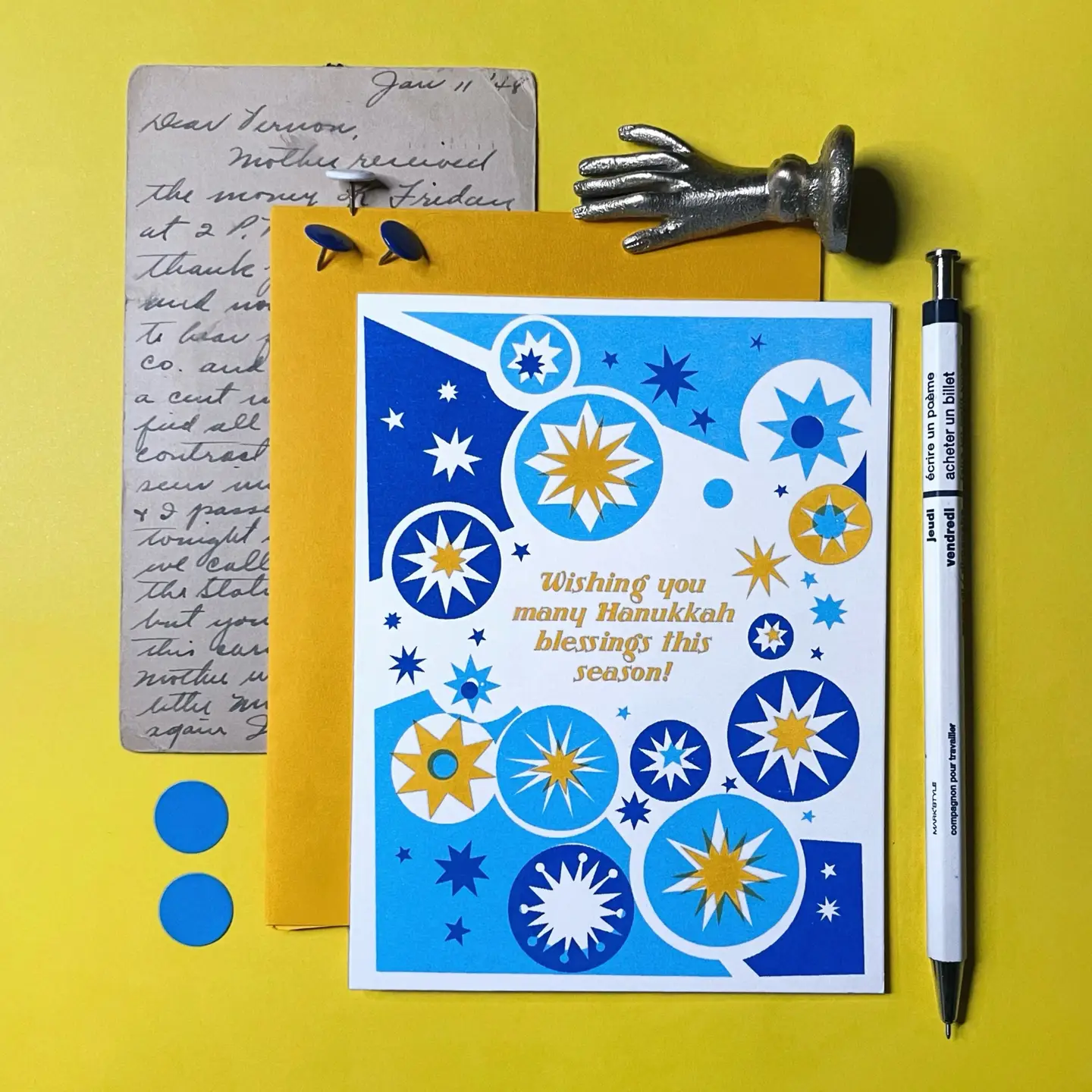 Hanukkah Blessings - Risograph Holiday Card - Image 3