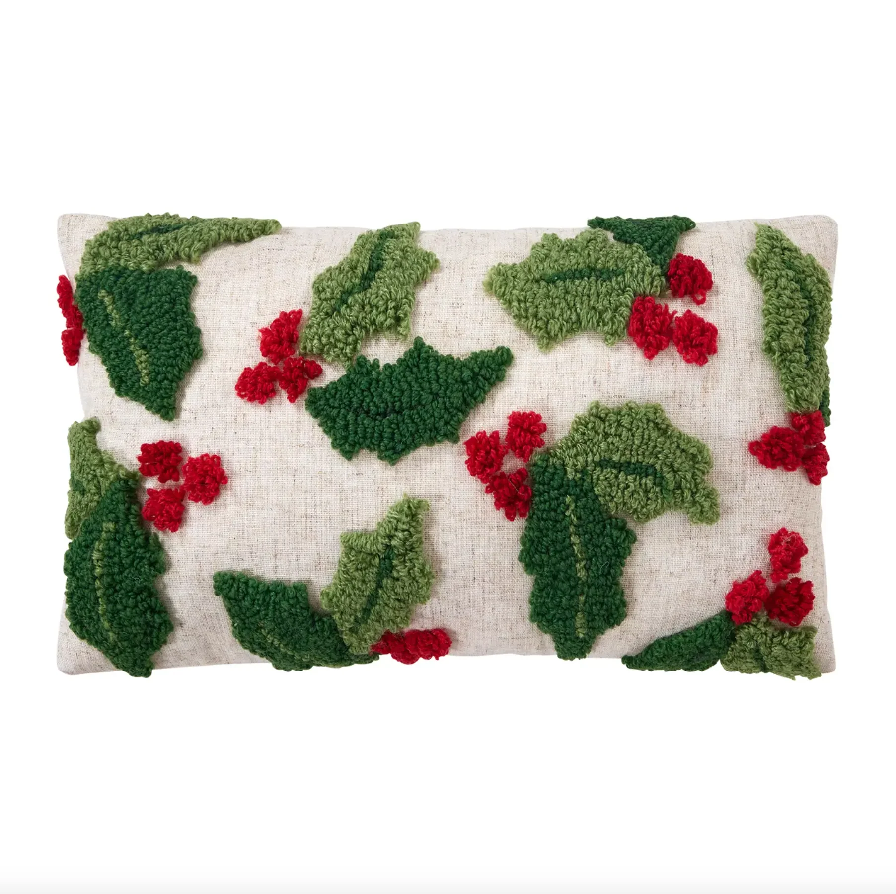 Holly w/ Berries Tuffted Pillow