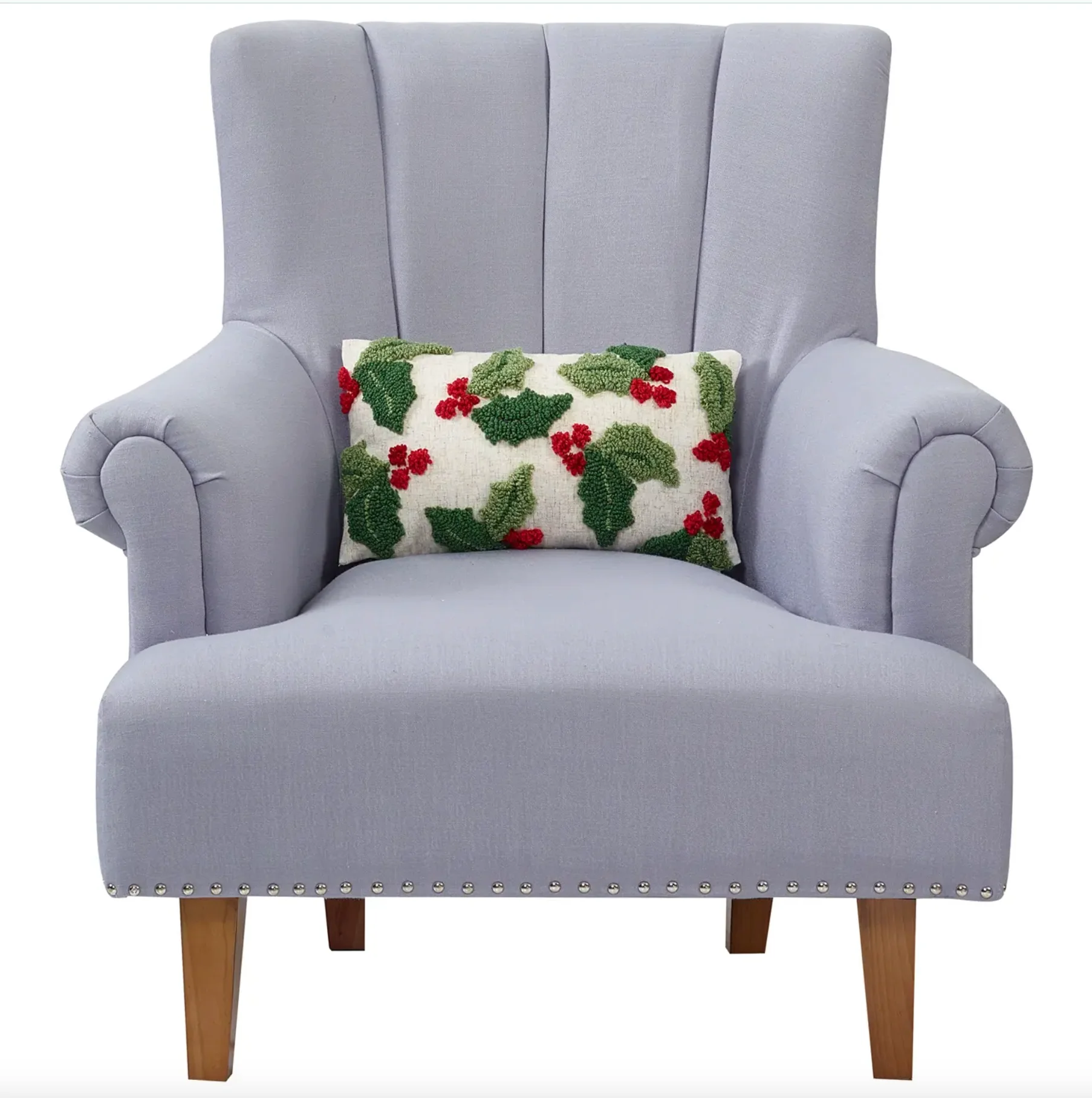 Holly w/ Berries Tuffted Pillow - Image 2