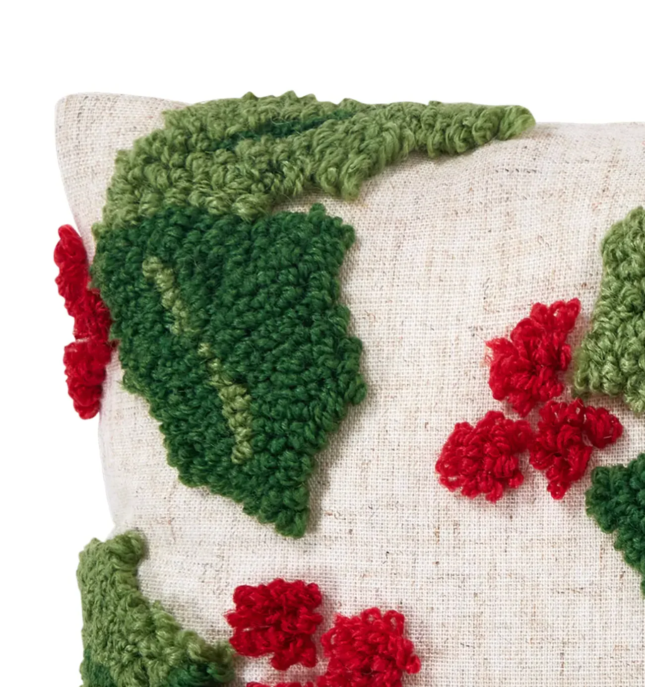 Holly w/ Berries Tuffted Pillow - Image 3