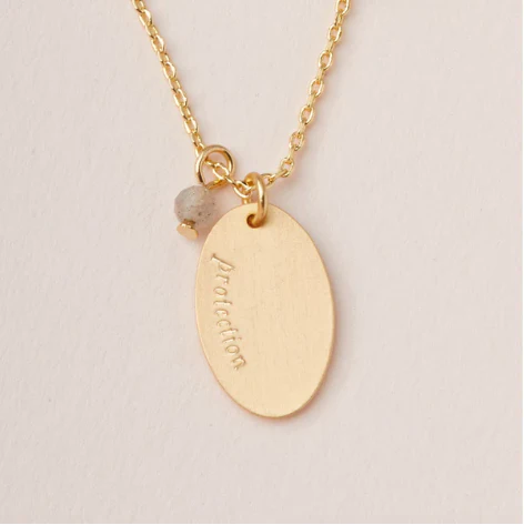 Intention Charm Necklace - Labradorite / Gold - Image 2