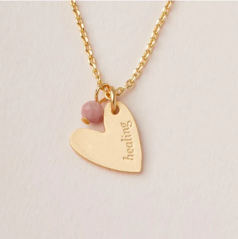 Intention Charm Necklace - Rhodonite / Gold - Image 2