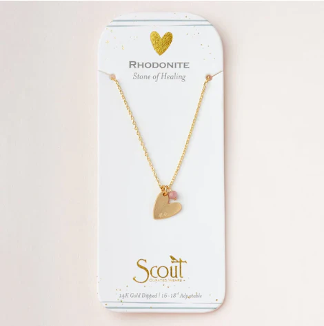 Intention Charm Necklace - Rhodonite / Gold - Image 3