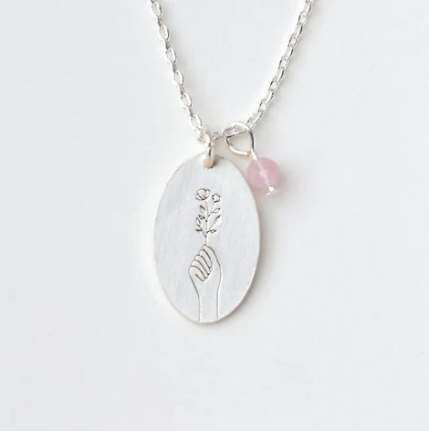 Intention Charm Necklace - Rose Quartz / Silver