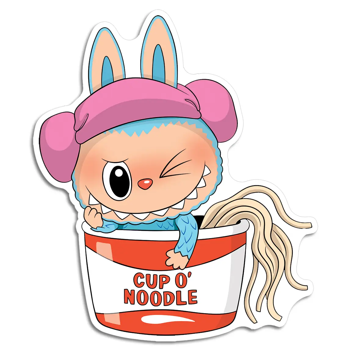 Labubu Ramen Noodle Cup Die Cut Sticker