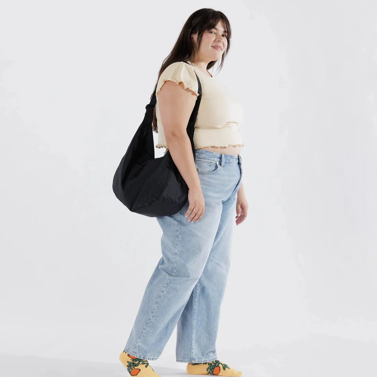 Baggu Large Nylon Crescent Bag - Black - Image 2