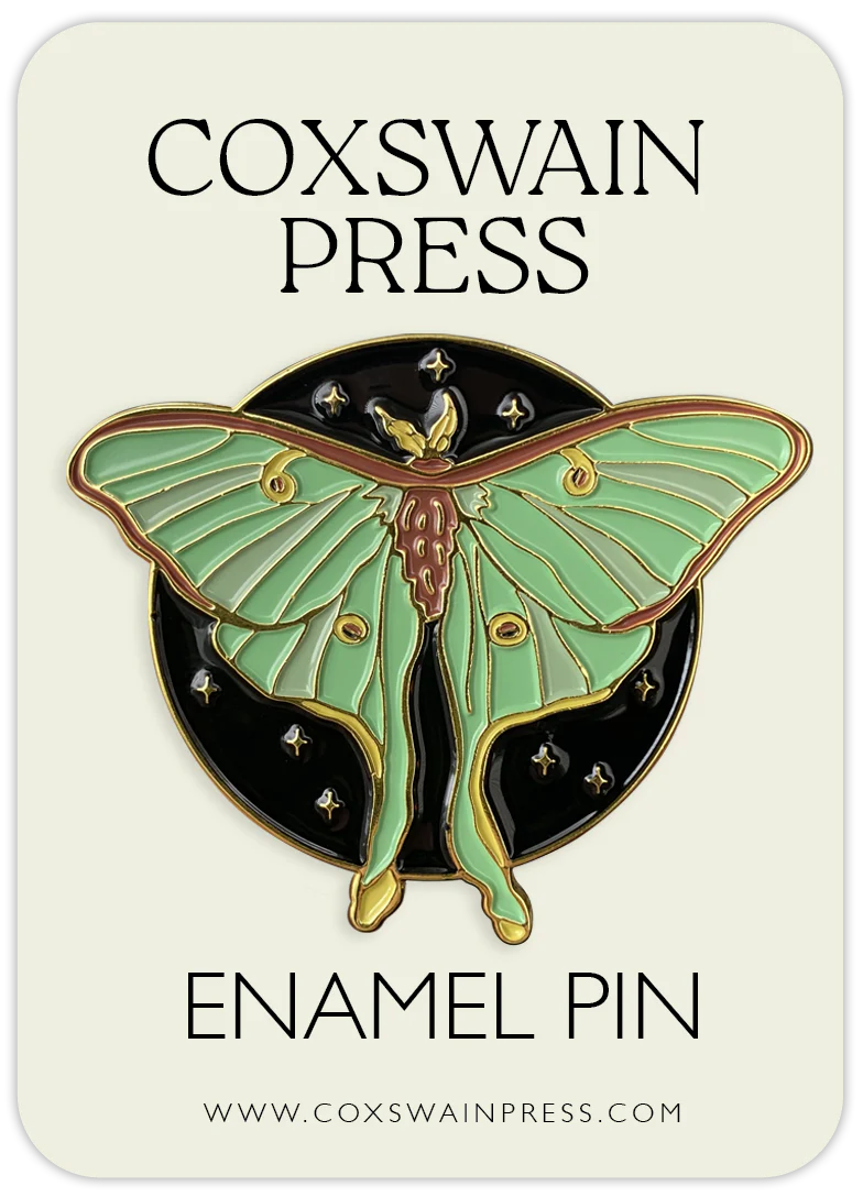 Luna Moth Enamel Pin - Coxswain Press - Image 2