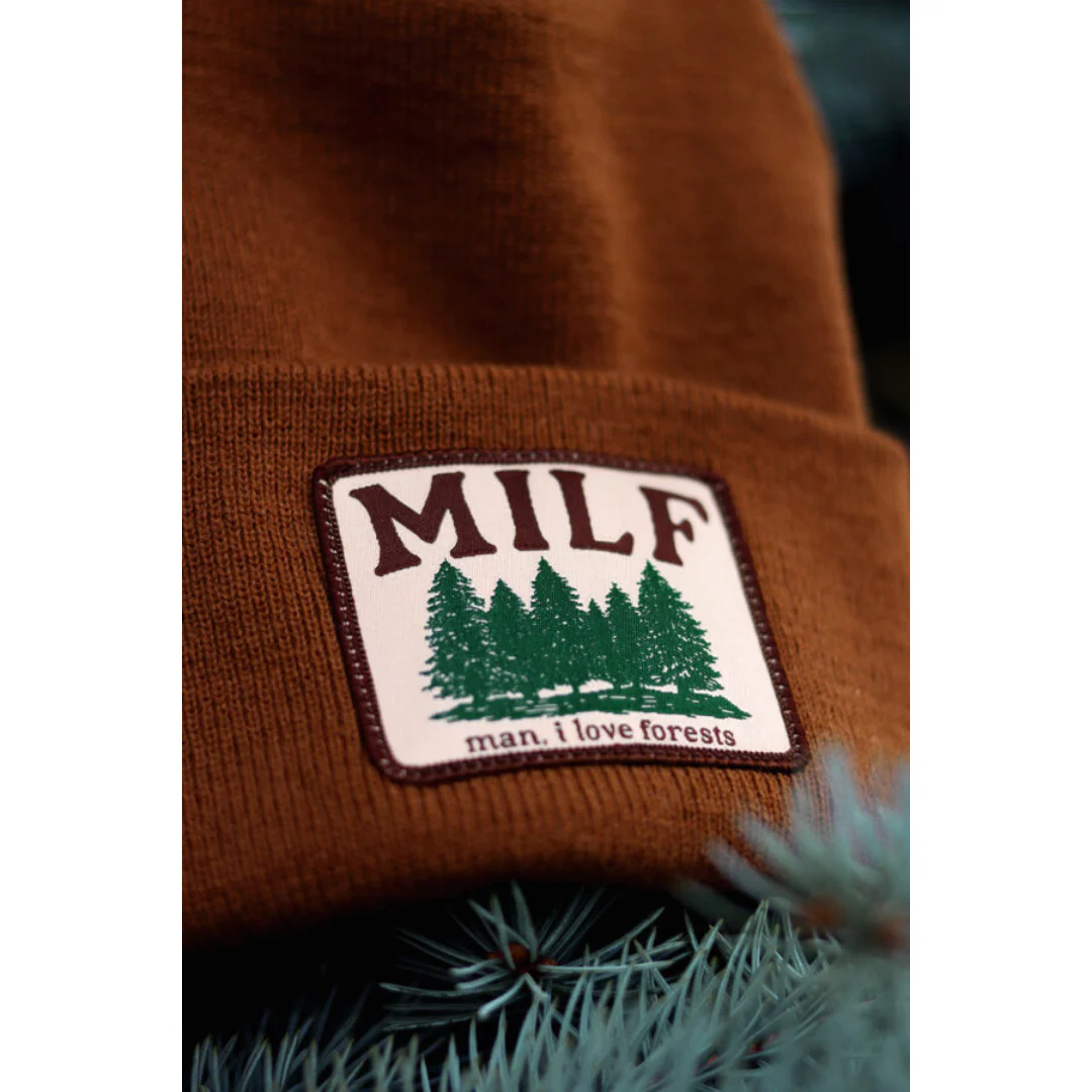 Man I Love Forests MILF Heavyweight Knit Beanie - Saddle - Image 2